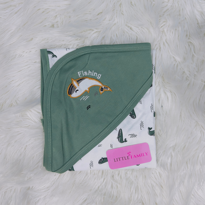 Premium Baby Hooded Wrapping Sheet | Fish