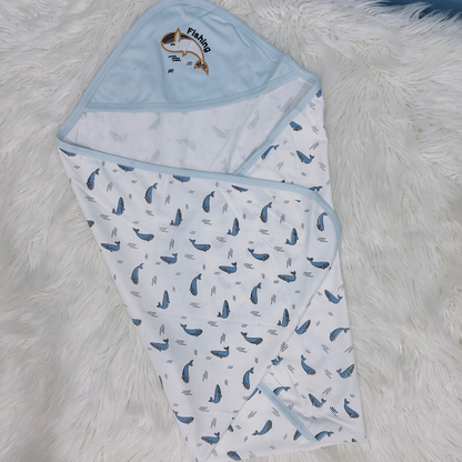 Premium Baby Hooded Wrapping Sheet | Fish