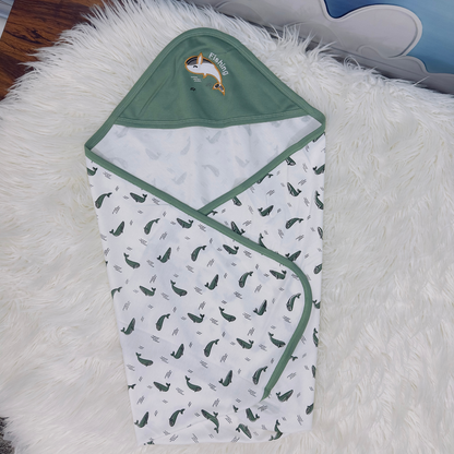 Premium Baby Hooded Wrapping Sheet | Fish