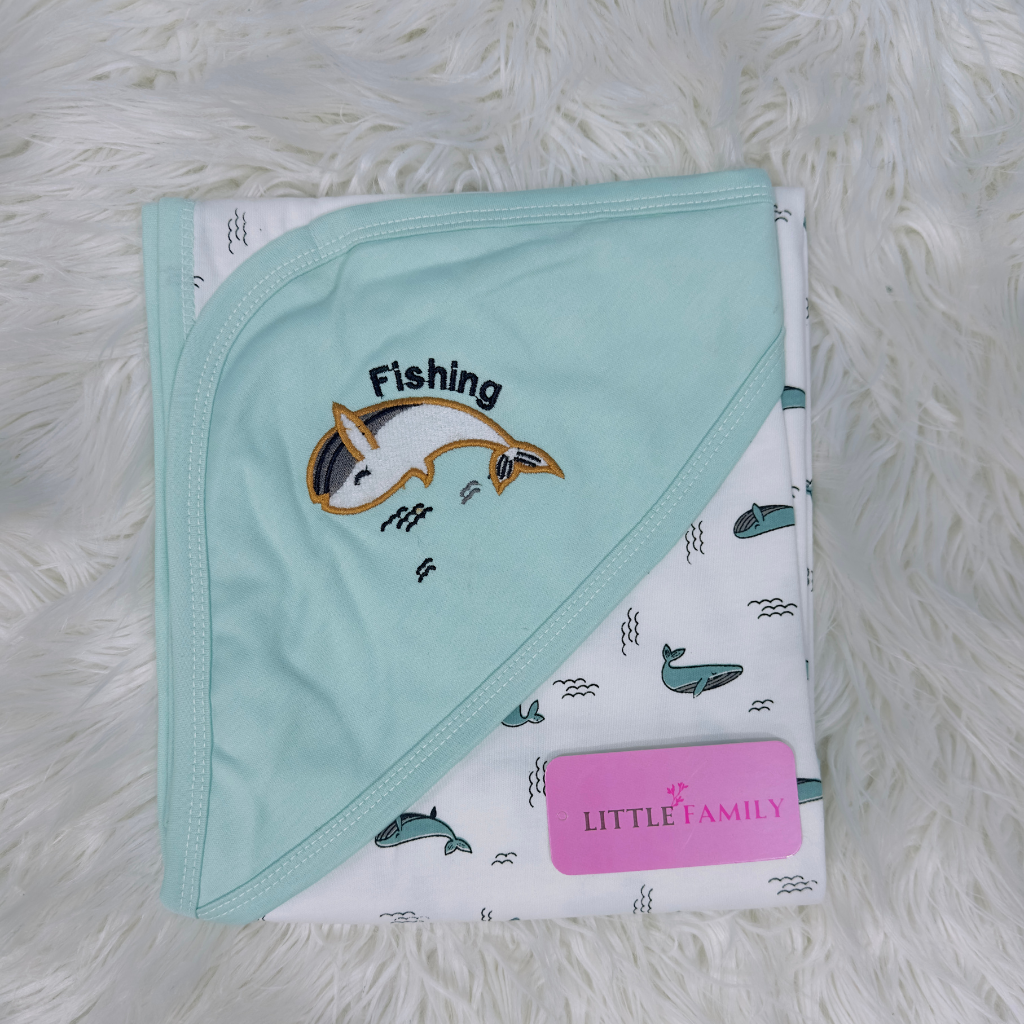 Premium Baby Hooded Wrapping Sheet | Fish