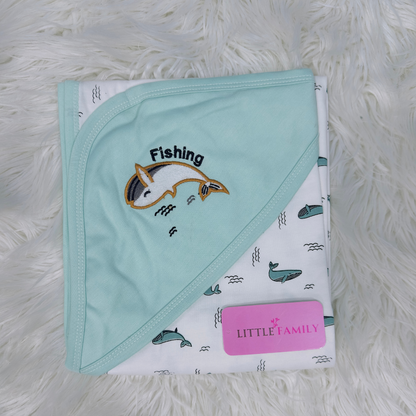 Premium Baby Hooded Wrapping Sheet | Fish