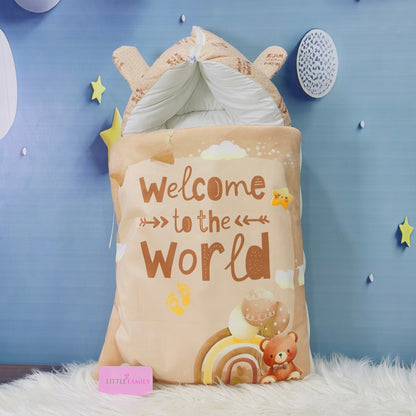 Premium 7-Piece Velvet Baby Bedding Set | "Welcome to the World - Brown