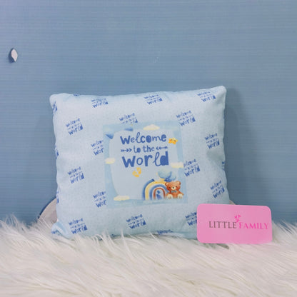 Premium 7-Piece Velvet Baby Bedding Set | "Welcome to the World - Blue