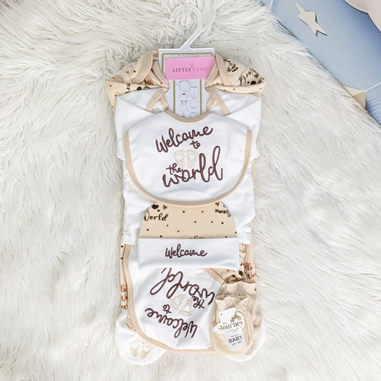 12-Piece Fleece Newborn Starter Set ( Welcome to the World ) – Brown