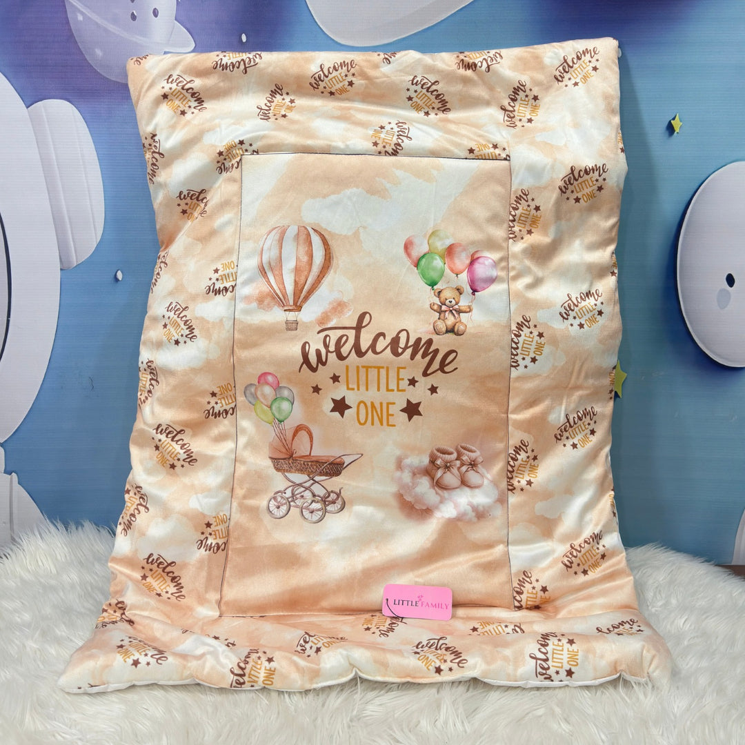 Premium 7-Piece Velvet Baby Bedding Set | "Welcome Little One" Edition - Brown
