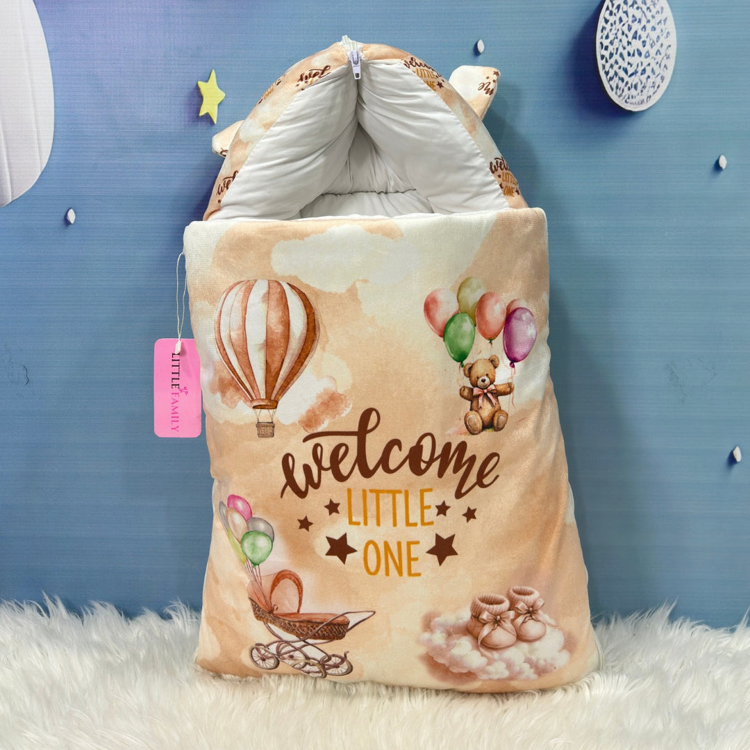 Premium 7-Piece Velvet Baby Bedding Set | "Welcome Little One" Edition - Brown