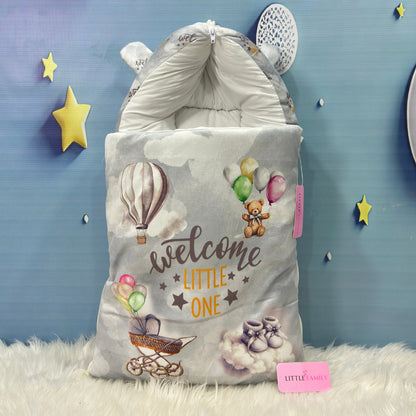 Premium 7-Piece Velvet Baby Bedding Set | "Welcome Little One" Edition - Grey