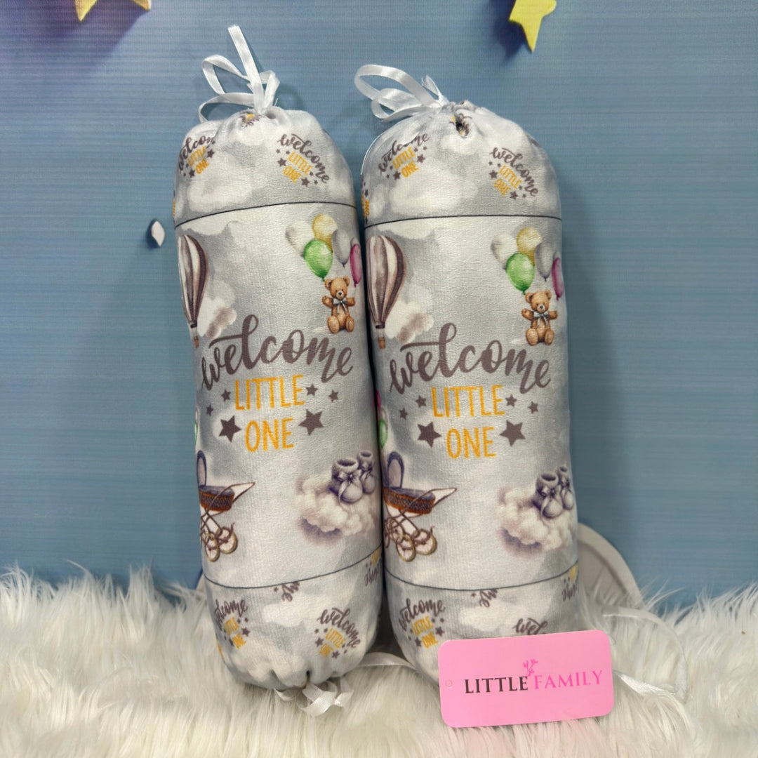 Premium 7-Piece Velvet Baby Bedding Set | "Welcome Little One" Edition - Grey