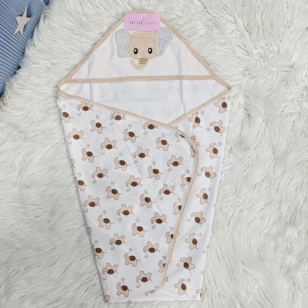 Premium Baby Hooded Wrapping Sheet | Little Elephant