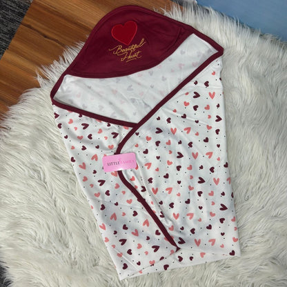 Premium Baby Hooded Wrapping Sheet | Beautiful Heart