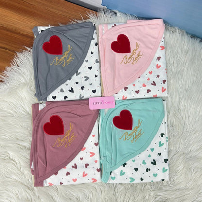 Premium Baby Hooded Wrapping Sheet | Beautiful Heart
