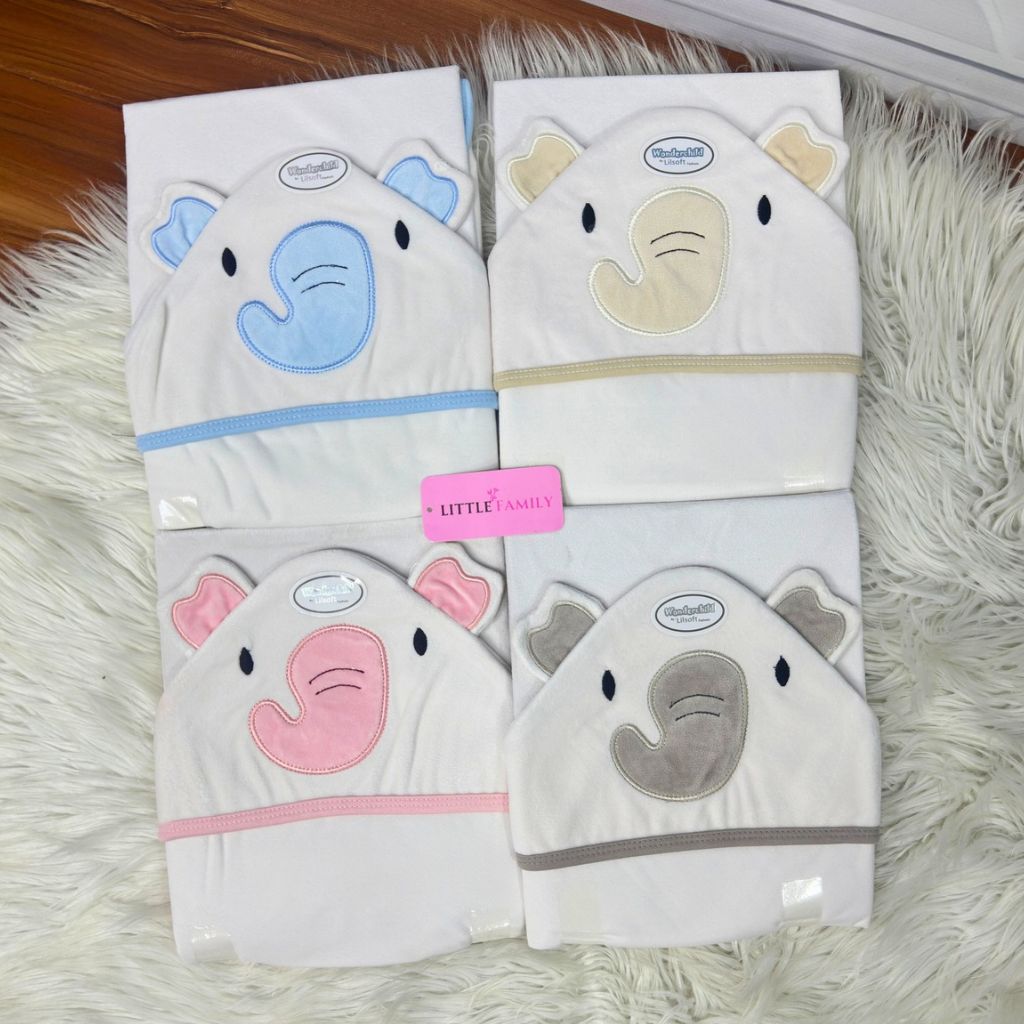 Premium Baby Fleece Hooded Wrapping Sheet | Sweet Elephant