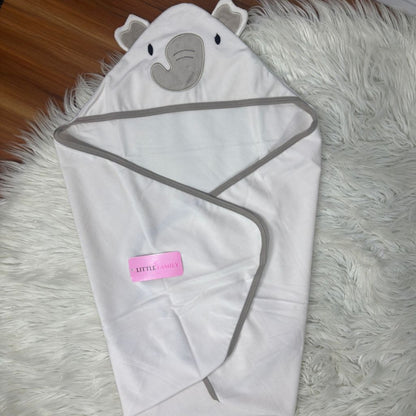 Premium Baby Fleece Hooded Wrapping Sheet | Sweet Elephant