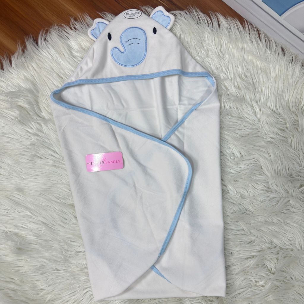Premium Baby Fleece Hooded Wrapping Sheet | Sweet Elephant