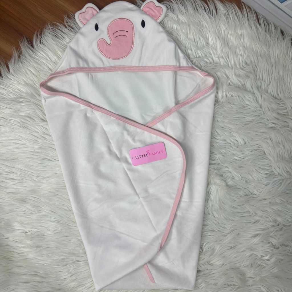 Premium Baby Fleece Hooded Wrapping Sheet | Sweet Elephant