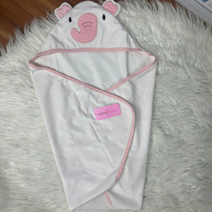Premium Baby Fleece Hooded Wrapping Sheet | Sweet Elephant