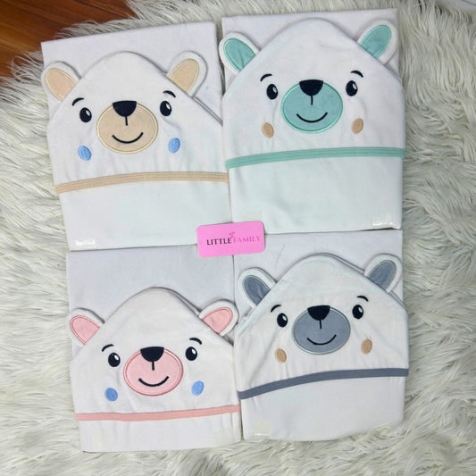 Premium Baby Fleece Hooded Wrapping Sheet | Cute Bear