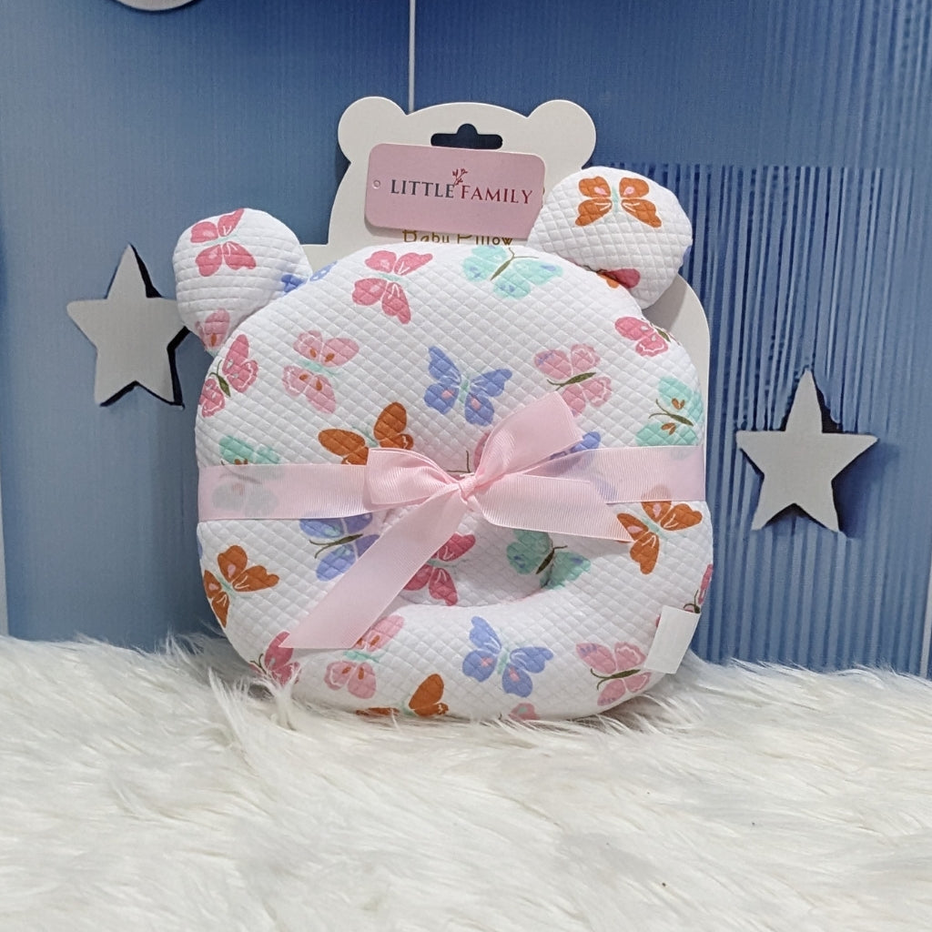 Butterfly Print Baby Head Shaping Pillow - (Bear-Ear Design)