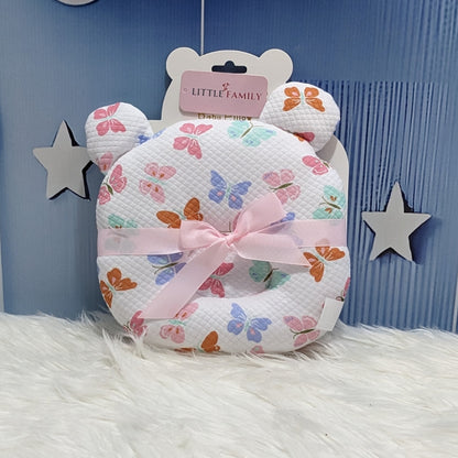 Butterfly Print Baby Head Shaping Pillow - (Bear-Ear Design)