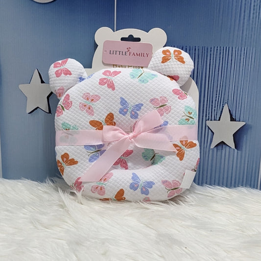 Butterfly Print Baby Head Shaping Pillow - (Bear-Ear Design)