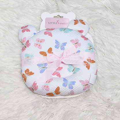Butterfly Print Baby Head Shaping Pillow - (Bear-Ear Design)