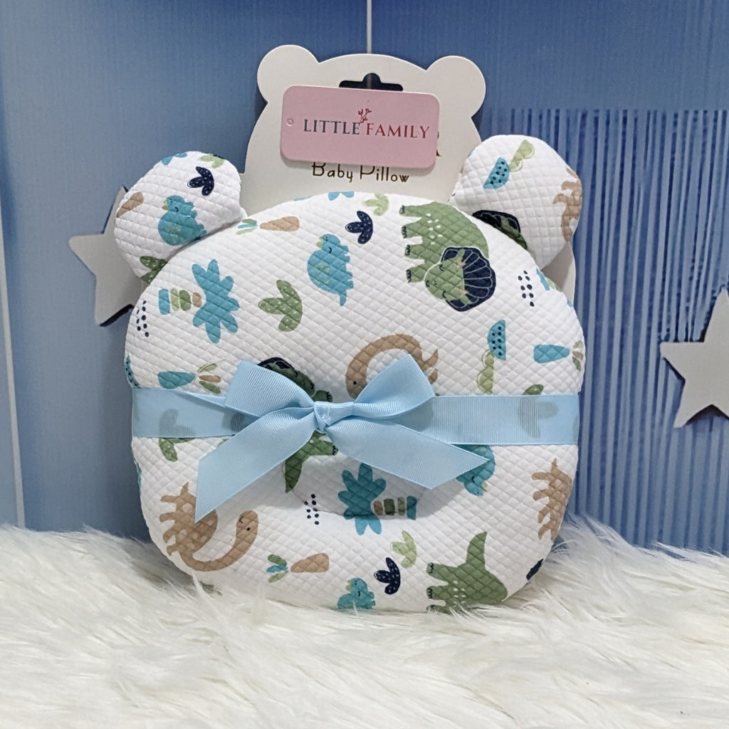Dino Print Baby Head Shaping Pillow - (Bear-Ear Design)