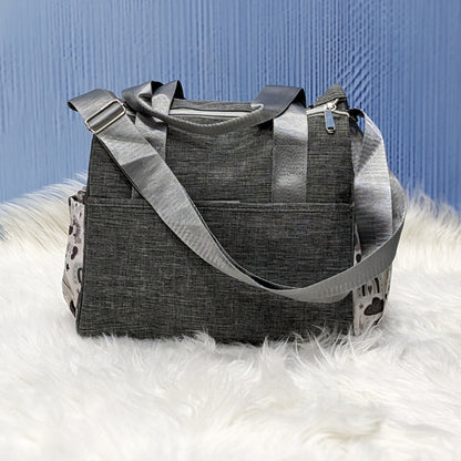 Premium Multi-Pocket Baby Diaper Bag – Rainbow Print (Grey)