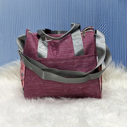 Premium Multi-Pocket Baby Diaper Bag – Rainbow Print (Maroon)