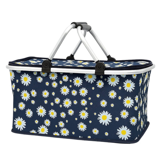 Premium Insulated Storage Basket - Navy Sunflower