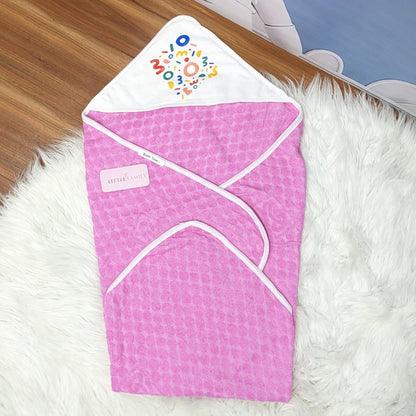 Premium Baby Bath Towel with Hood | “Mom” - Pink