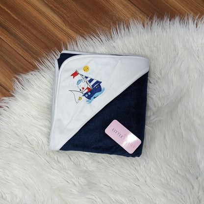 Premium Baby Bath Towel with Hood | “Bear” - Navy Blue