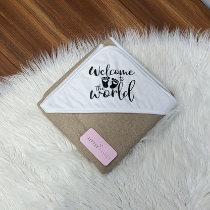 Premium Baby Bath Towel with Hood | “Welcome to the World” - Beige