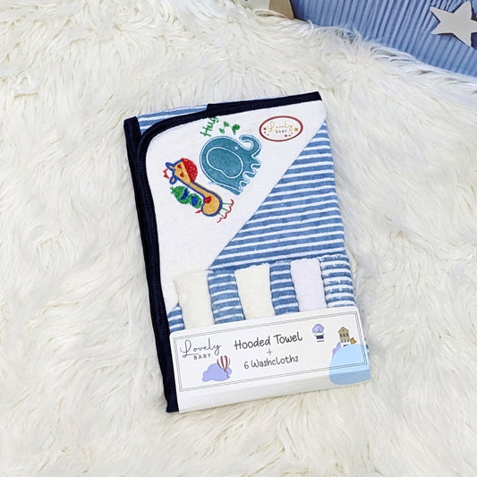 Lovely Baby Premium Hooded Towel Set with 6 Washcloths