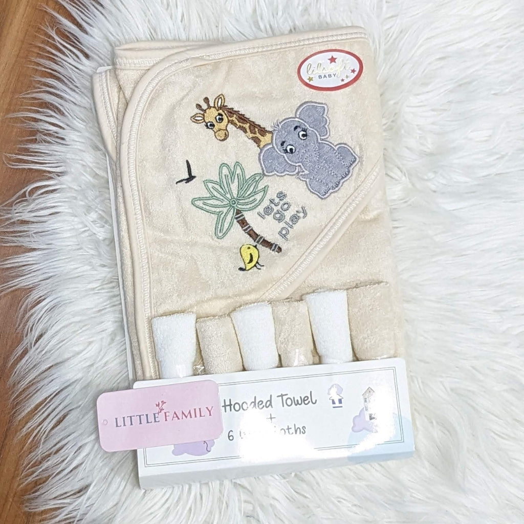 Premium Lilsoft Terry Baby Hooded Towel Set – "Lets Go Play"