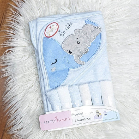 Premium Lilsoft Terry Baby Hooded Towel Set – "So Cute Elephant"