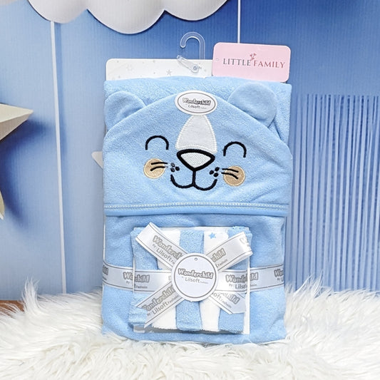 Premium Baby Hooded Towel Set – Blue Kitty