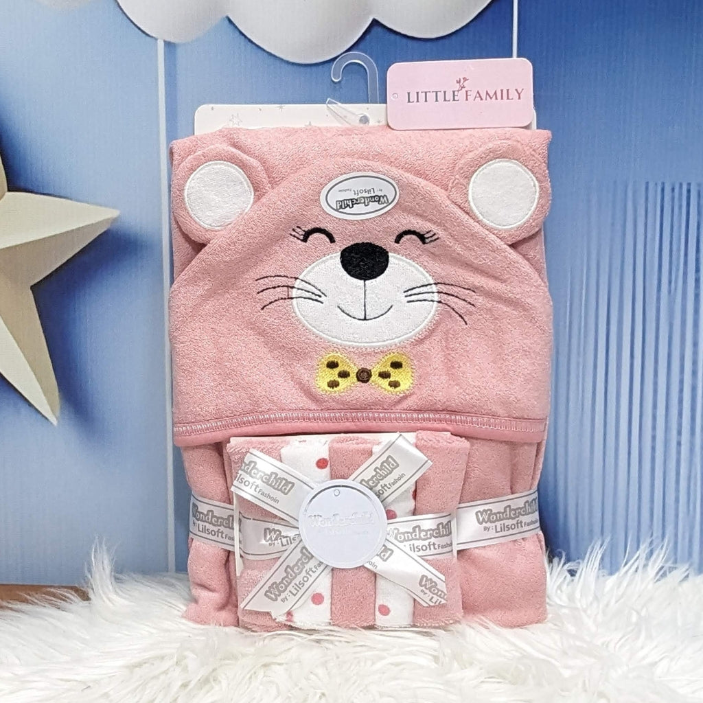 Premium Baby Hooded Towel Set – Pink Kitty