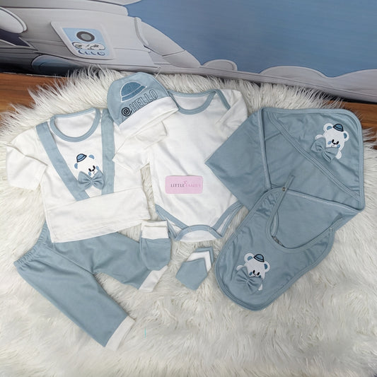 Premium Newborn Baby 10-Piece Gift Set - (Bear) | Blue Grey