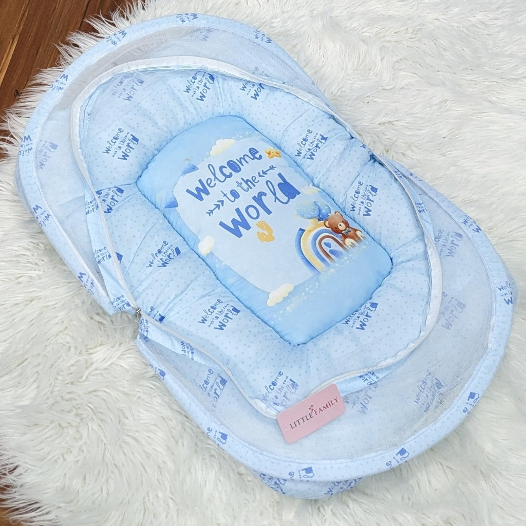 "Welcome to the World" Baby 8 PC'S Bedding Set - (Sky Blue) | Large