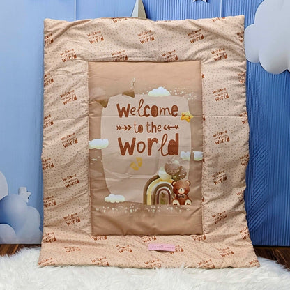 "Welcome to the World" Baby 8 PC'S Bedding Set - (Brown) | Large