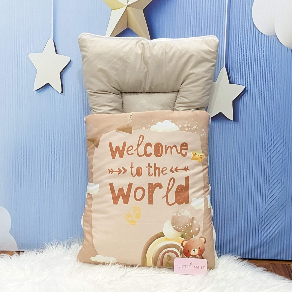 "Welcome to the World" Baby 8 PC'S Bedding Set - (Brown) | Large