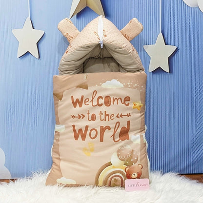 "Welcome to the World" Baby 8 PC'S Bedding Set - (Brown) | Large