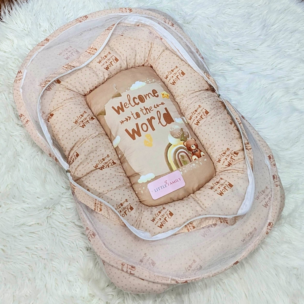 "Welcome to the World" Baby 8 PC'S Bedding Set - (Brown) | Large