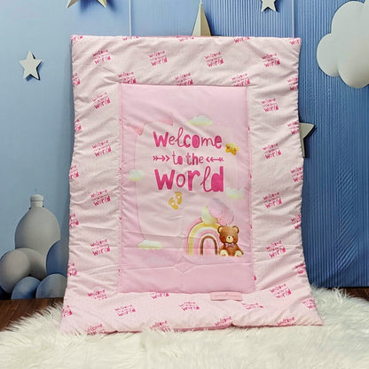 "Welcome to the World" Baby 8 PC'S Bedding Set - (Pink) | Large