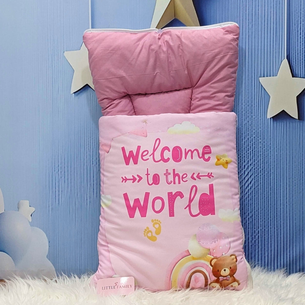 "Welcome to the World" Baby 8 PC'S Bedding Set - (Pink) | Large