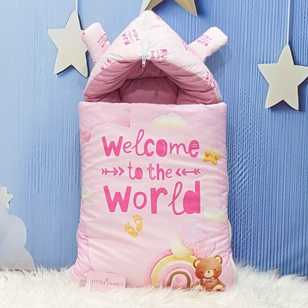 "Welcome to the World" Baby 8 PC'S Bedding Set - (Pink) | Large