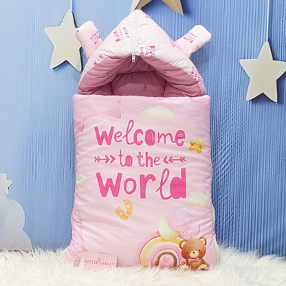 "Welcome to the World" Baby 8 PC'S Bedding Set - (Pink) | Large