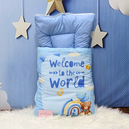 "Welcome to the World" Baby 8 PC'S Bedding Set - (Sky Blue) | Large