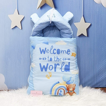"Welcome to the World" Baby 8 PC'S Bedding Set - (Sky Blue) | Large