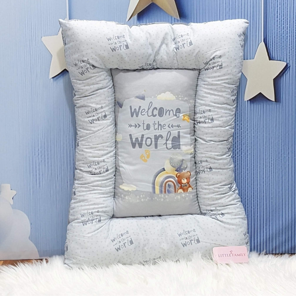 "Welcome to the World" Baby 8 PC'S Bedding Set - (Soft Grey) | Large